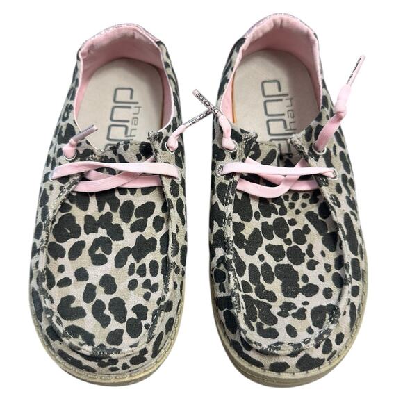 HEY DUDE Girls Wendy Leopard Slip-On Shoes K13 - Picture 1 of 6